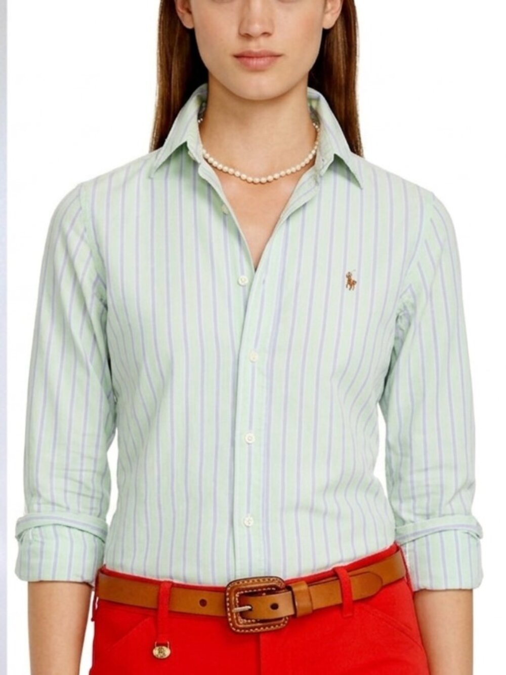 Ralph Lauren Mint Green & Lavender Striped Button-Down Shirt